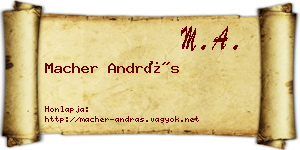 Macher András névjegykártya
