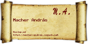 Macher András névjegykártya